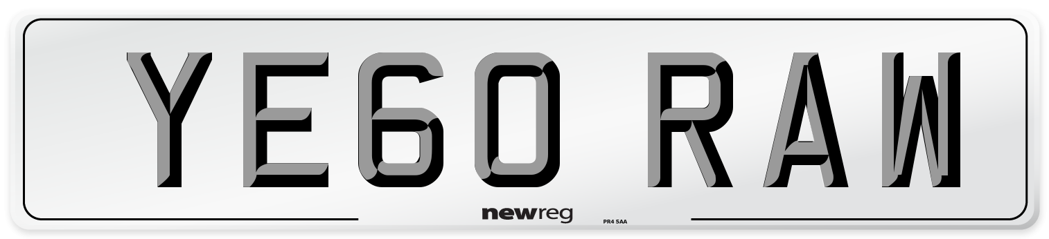 YE60 RAW Number Plate from New Reg